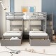 preview thumbnail 13 of 20, Wooden Full Over Twin Triple Bunk Bed with Drawers, Guardrails and Staircase
