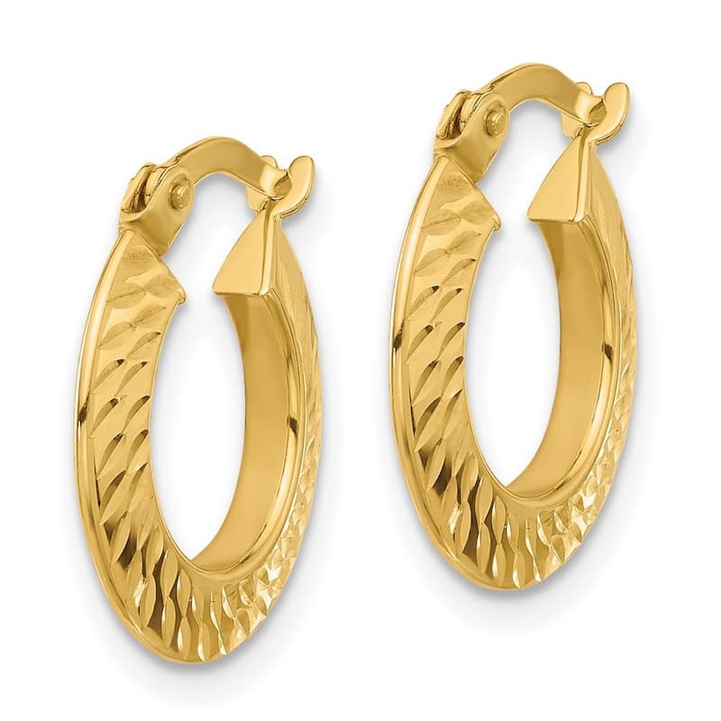 Curata 14k Yellow Gold Polished and Diamond cut Knife Edge Hoop Earrings - 17.75x16.4mm