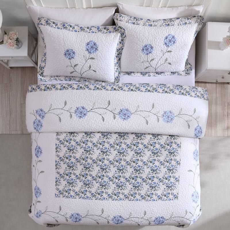 Carnation Embroidered Bedspread