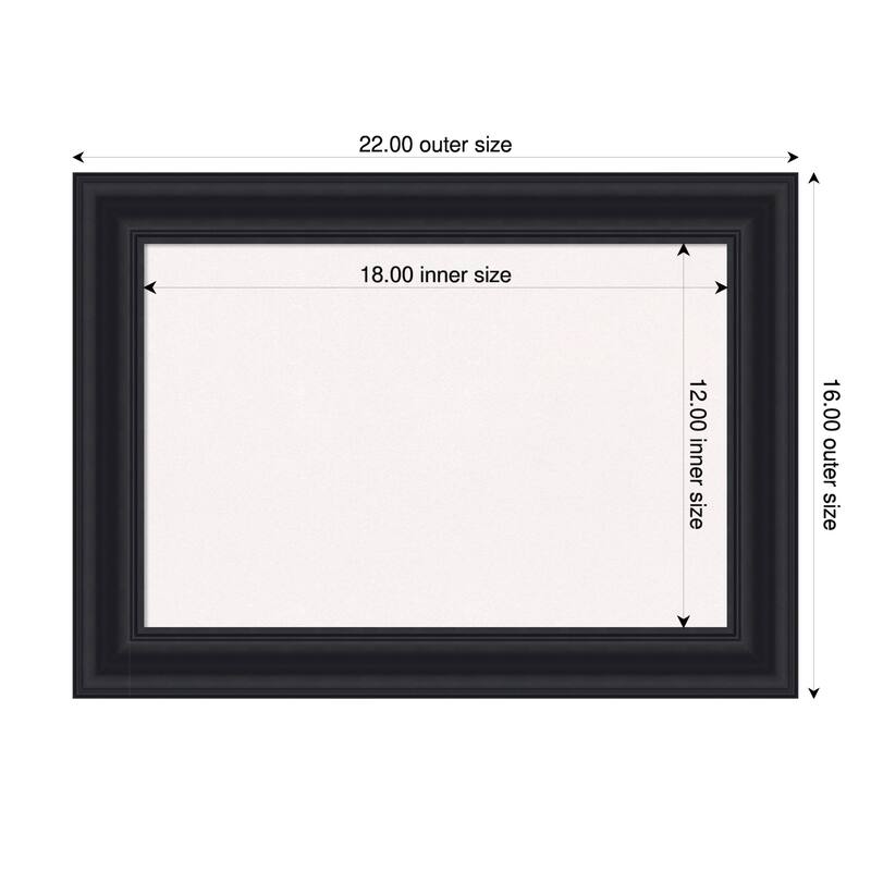 Dalat Black Framed Cork Board - Bulletin Board, Organization Board, Pin Board - White - 22 x 16 in