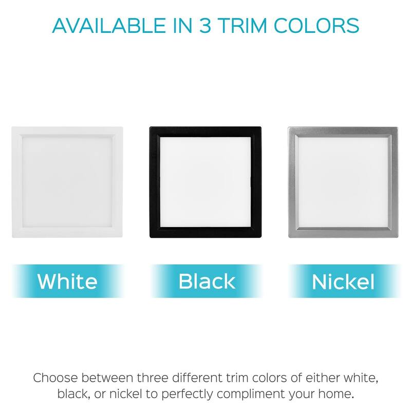 Luxrite 4 Inch Square Surface Mount LED Ceiling Light, 10W, 600 Lumens, Dimmable, Wet Rated, Energy Star, Nickel Finish