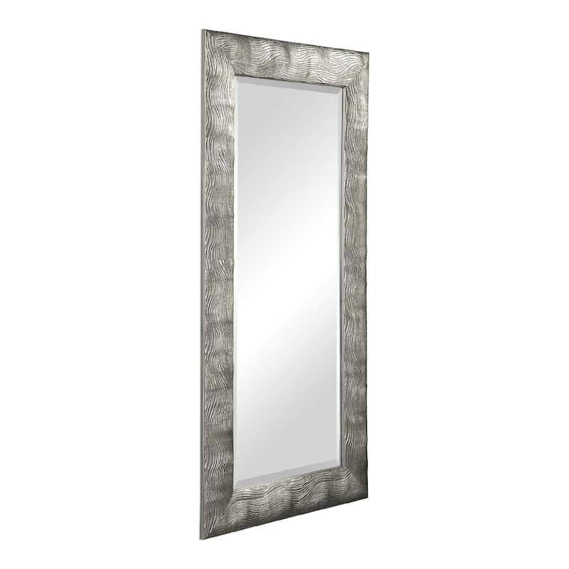 Wavy Rectangle Wall Mirror - 60" - Metallic Silver