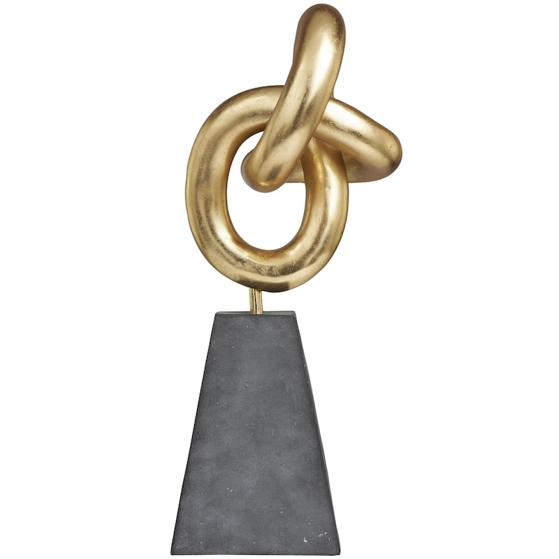 Polystone Abstract Sculpture with Gray Pyramid Base - Gold - Roche River Decor