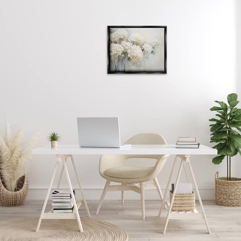 Stupell Subtle Fading White Hydrangeas Framed Floater Canvas Wall Art Design By Arlington Prints