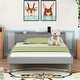 preview thumbnail 12 of 30, Twin Size Bed Frame with Storage Headboard and USB Ports, Kids Twin Bed with Support Slat, Wooden Twin Platform Bed for Bedroom Grey - Twin