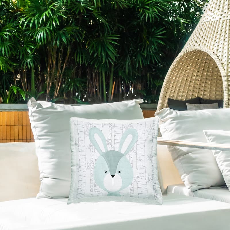 Stupell Woodland Rabbit on Birch Printed Outdoor Throw Pillow Design by Kim Allen
