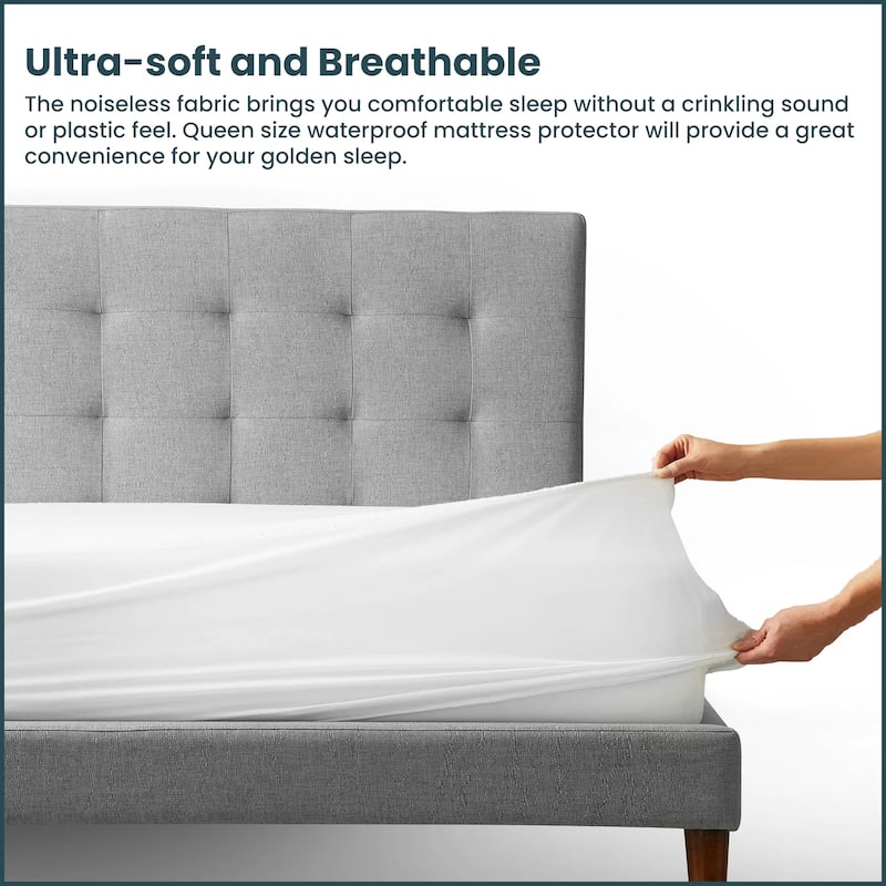 Onetan, Mattress Protector, Ultra Soft-Premium Breathable & Noiseless Cover, Water Proof, Zippered, Fits Mattress 6” to 9”,white
