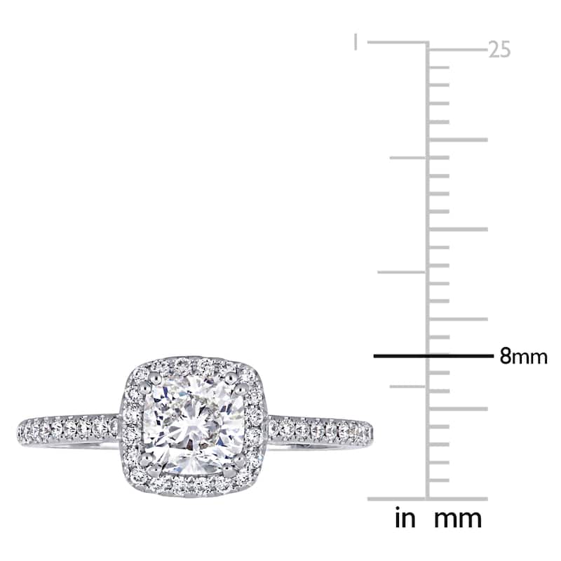 Miadora 1 1/3ct TDW Diamond Square Halo Engagement Ring in 14k White Gold