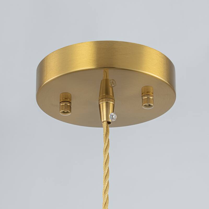 1-Light Gold Lantern Chandelier Drum Shape Hanging Kitchen Island Light