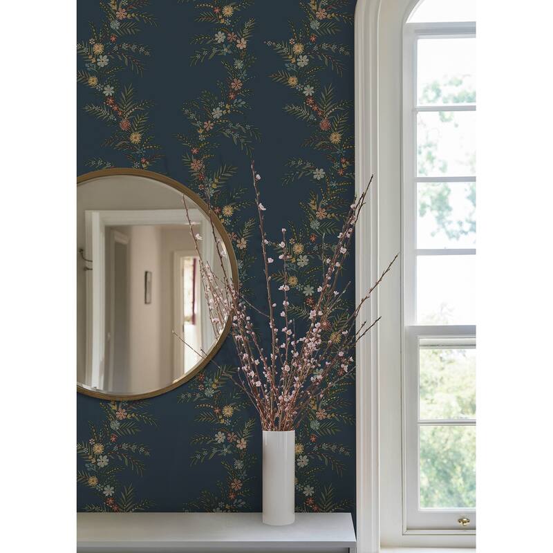 Chris Loves Julia x NuWallpaper Posy Midnight Peel and Stick Wallpaper
