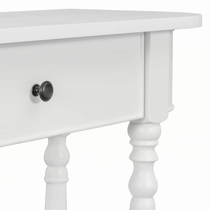 Narrow Console Table with Curved Corner(White)