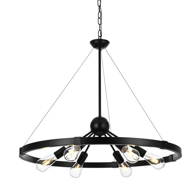 Elegant Lighting LD746D32 Thora 6 Light 32" Wide Suspension Pendant - Black