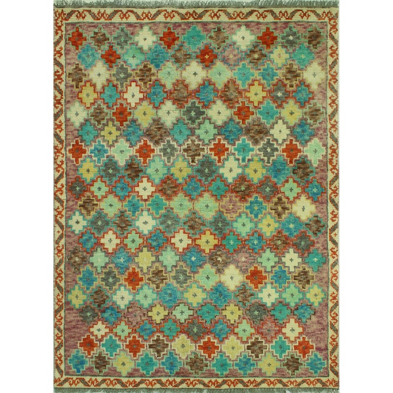 Noori Rug Balochi Khesraw Ivory/Purple Rug - 4'0" x 5'8"
