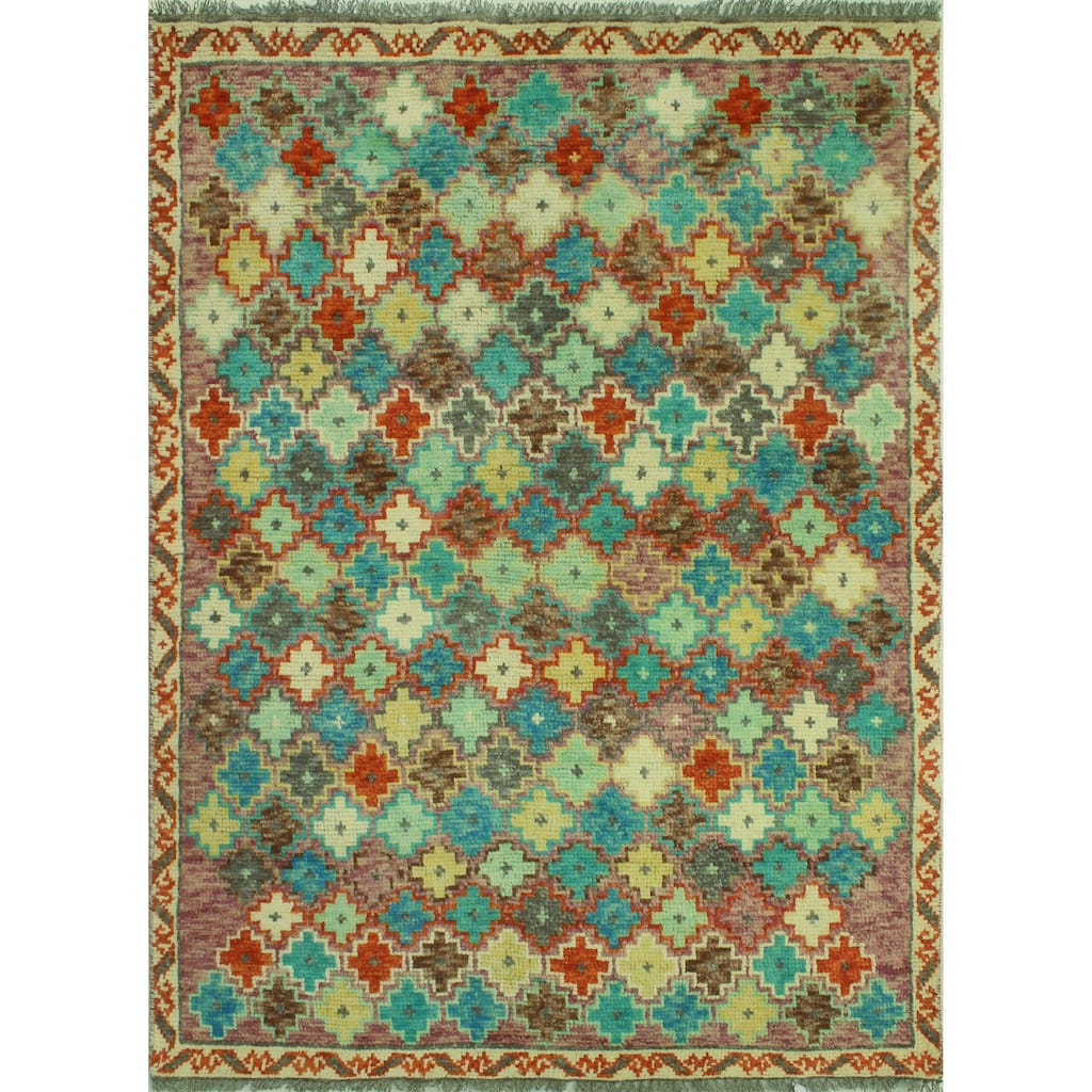 Noori Rug Balochi Khesraw Ivory/Purple Rug - 4'0" x 5'8"