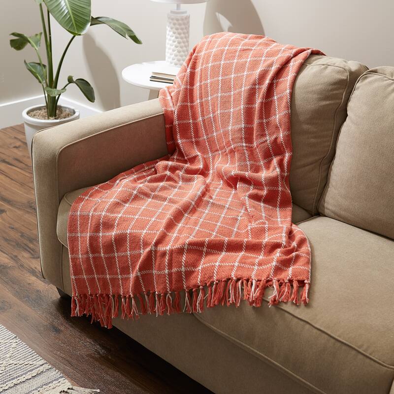 DII Checked Plaid Decorative Throw