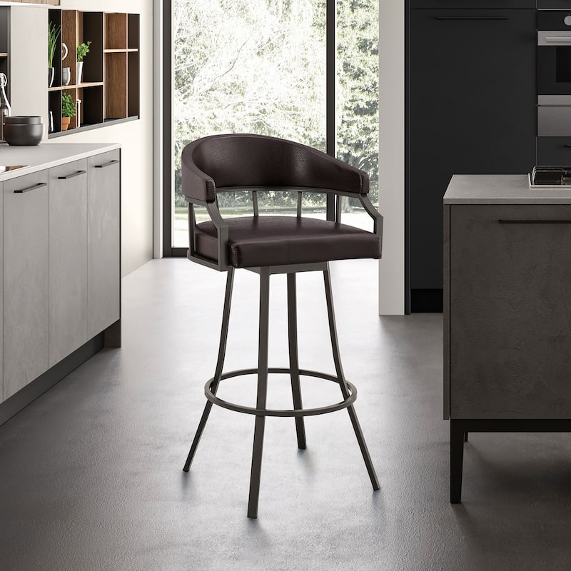 Valerie Modern Swivel Bar Stool, Upholstered Counter Height Chair with Metal Frame