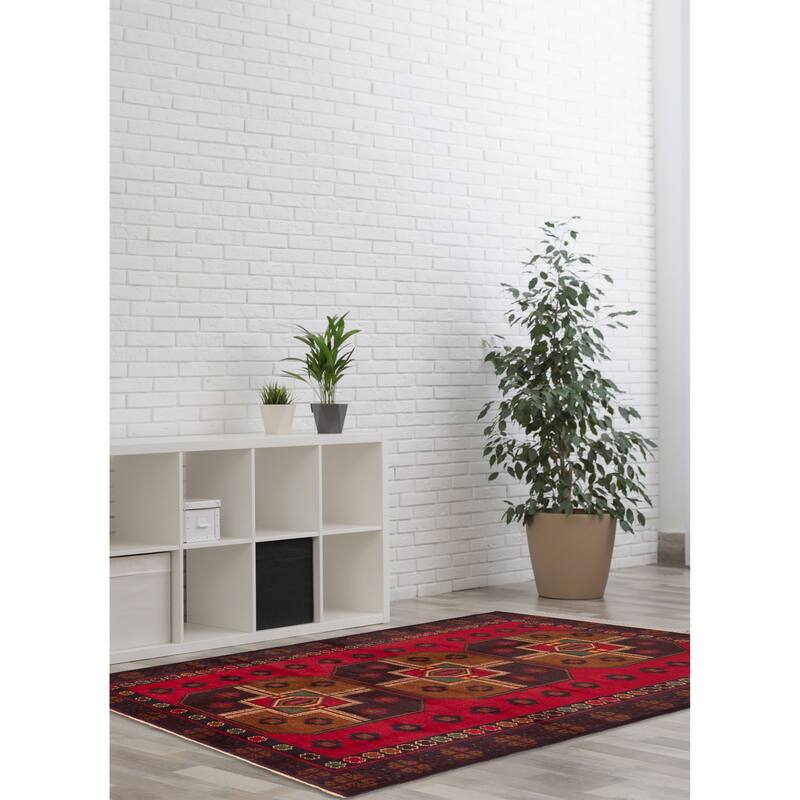 ECARPETGALLERY Hand-knotted Teimani Red Wool Rug - 3'9 x 6'3