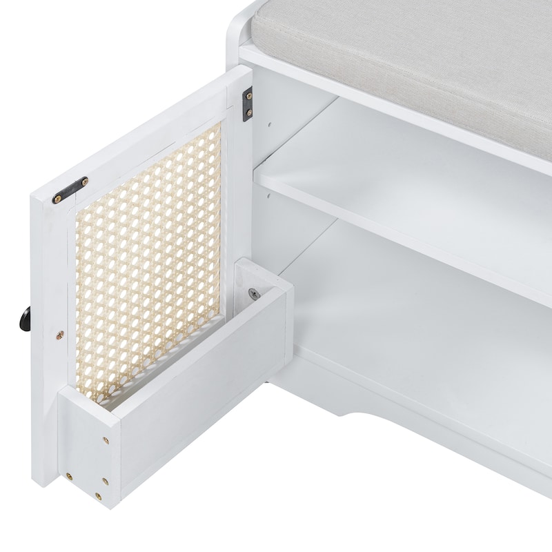 Rustic Entryway Shoe Bench with Removable Cushion