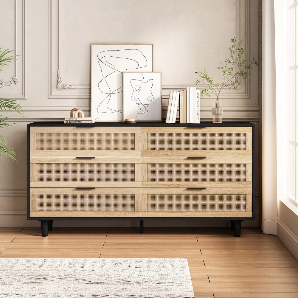 6-Drawers Rattan Storage Cabinet Rattan Drawer
