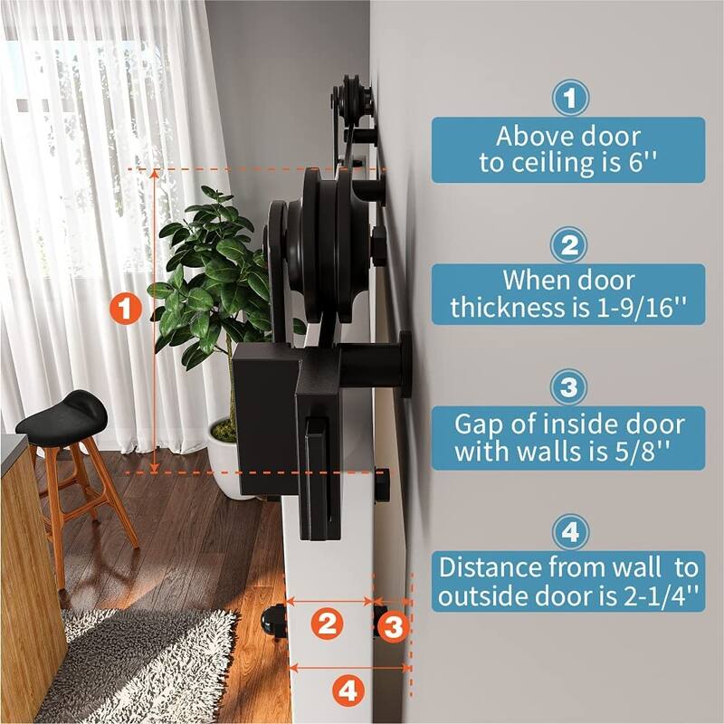 WINSOON 4-16 FT Sliding Barn Door Hardware Track Kit for Single Door I Style Rollers