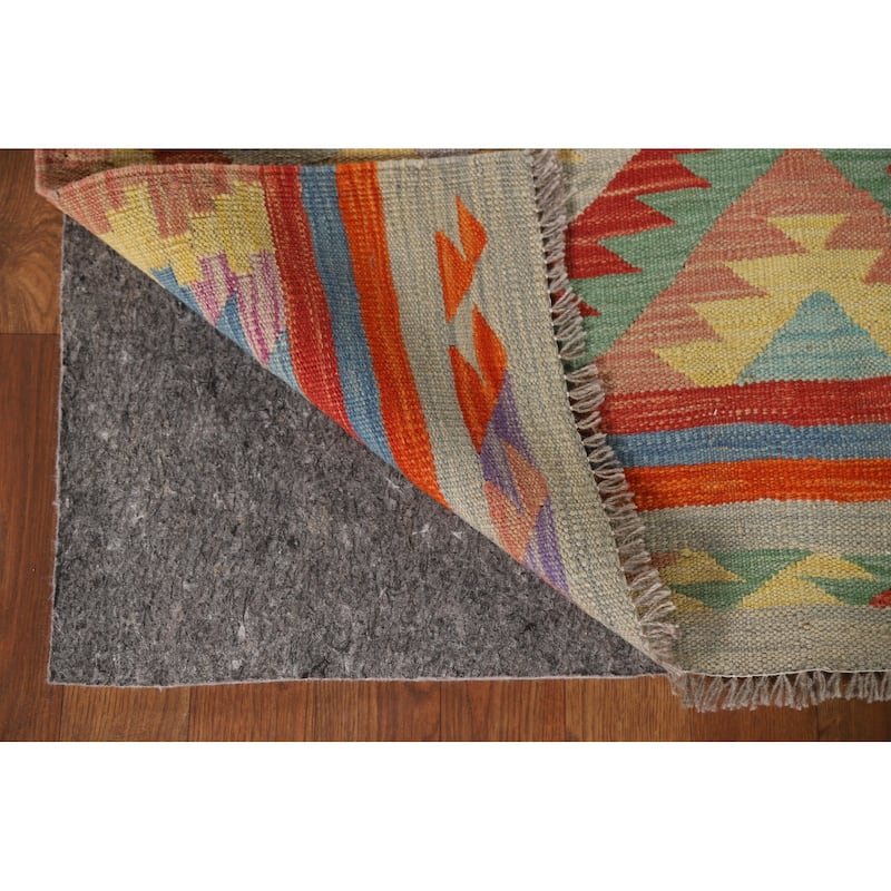 Reversible Kilim Area Rug Hand-Woven Wool Carpet - 3'6"x 5'1"
