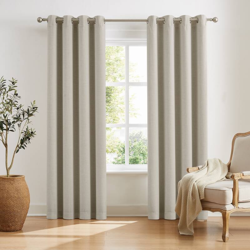 Sun Barrier Snap In Blackout Liner Grommet Panel Pair - (2) 52x63 - 63 Inches - Birch