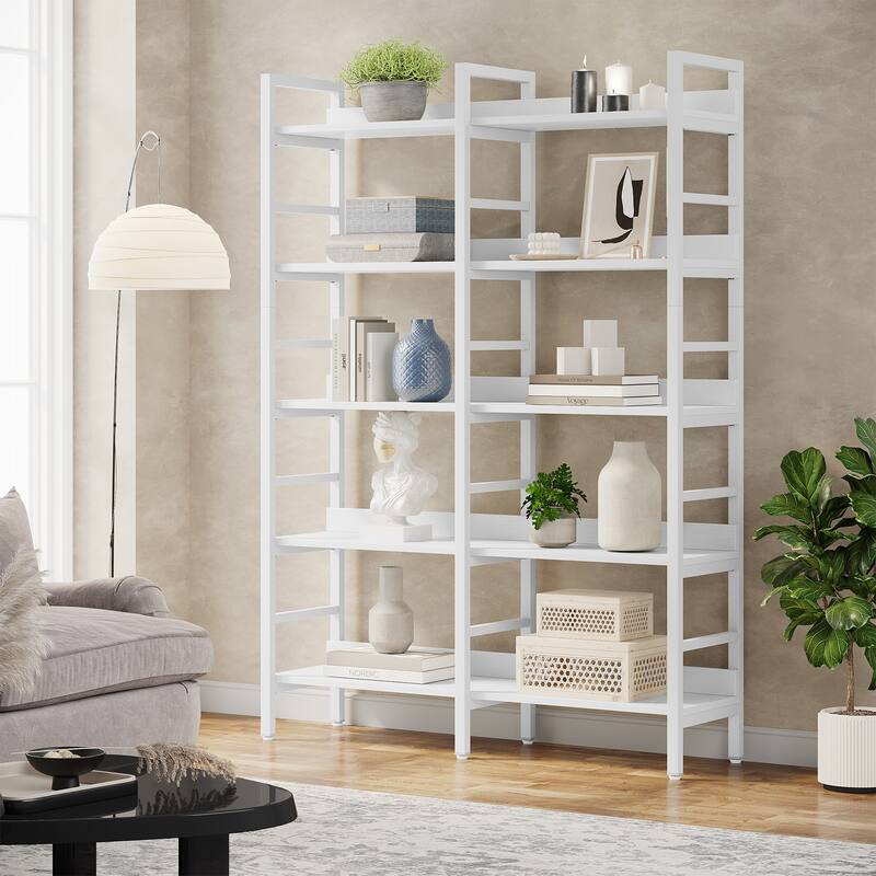 5-Tier Industrial Bookshelf, Wood and Metal