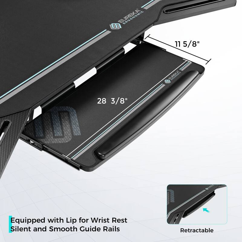 72" Large Gaming Desk Black Multifunctional Computer Desk with Keyboard Tray