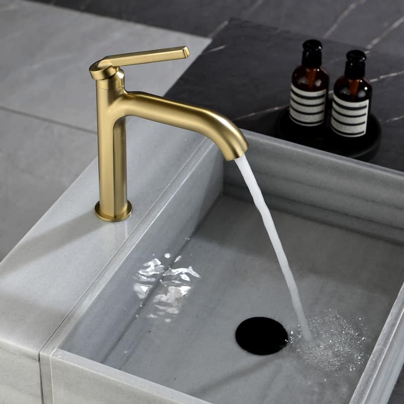 9 in.H Modern Matte Black/ Brushed Gold Single Handle Bathroom Faucet includes Hardware