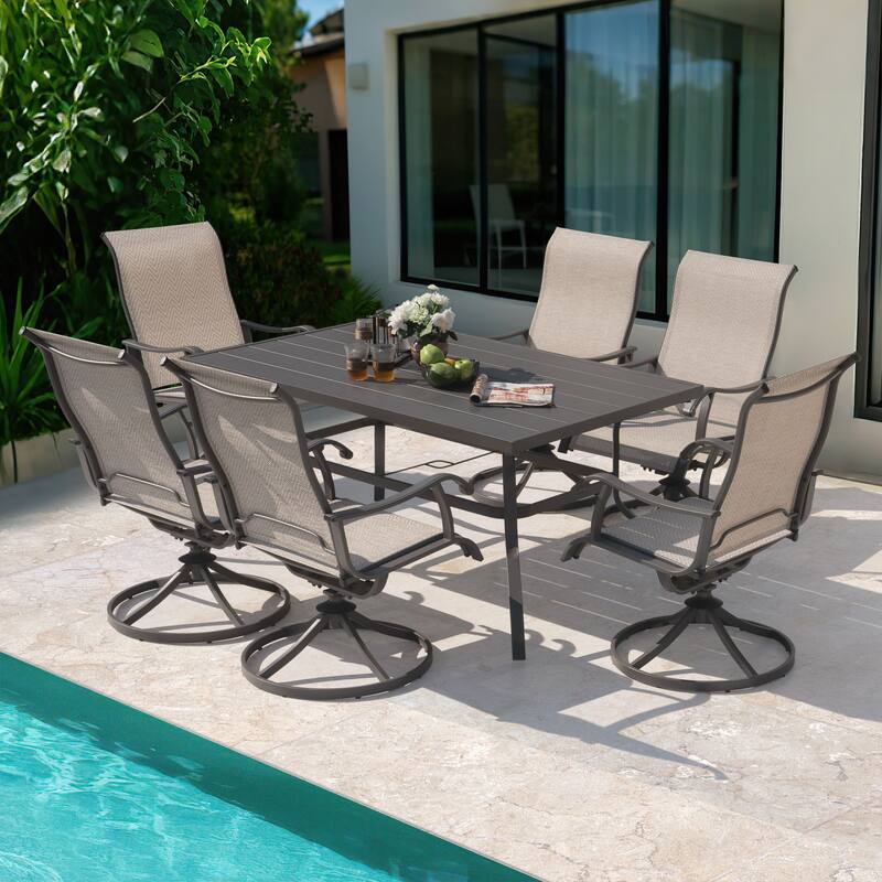 Patio 2-Piece Outdoor Textilene Dining Chairs with Smooth Swivel Design