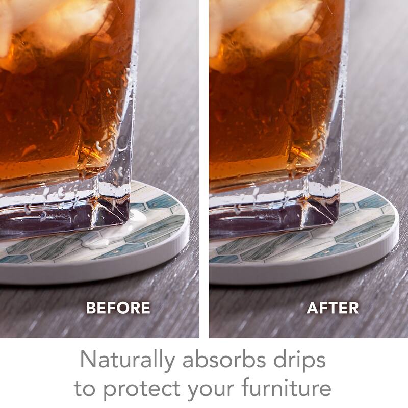 Absorbent Stone Beverage Coasters - Set of 4 - Glass Mosaic - Multi-170
