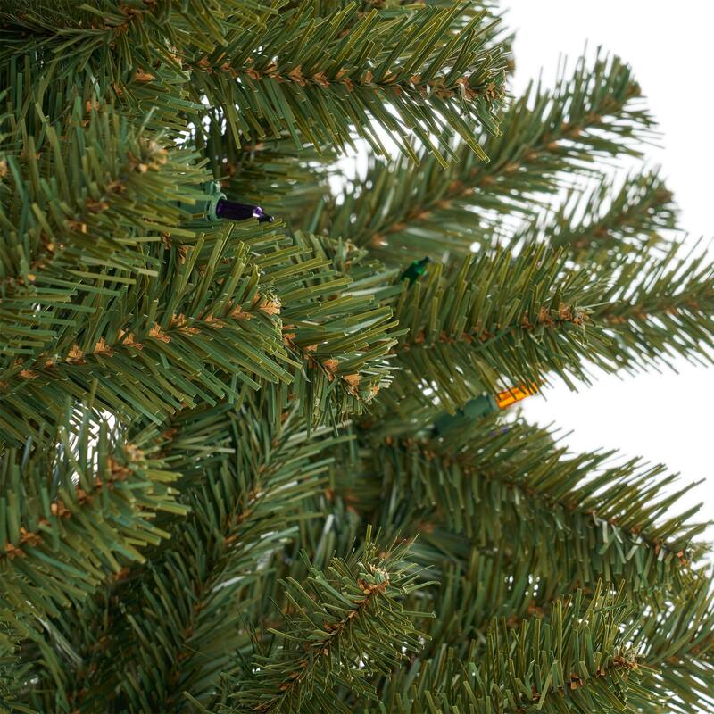Pre-Lit 7FT Noble Christmas Tree with 500 Multi-Color Lights and Durable Hinged Branches Ideal for Home