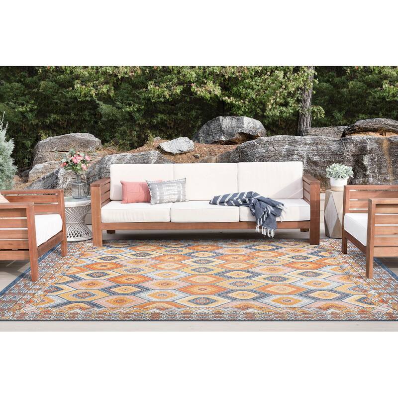Alfresco Nautical & Coastal Geometric Reversible Indoor/Outdoor Area Rug