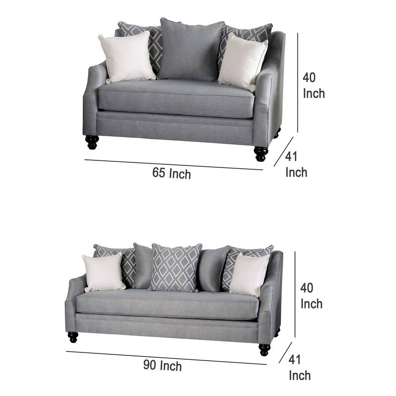 Efyn Sofa and Loveseat Set, Loose Pillow Back, Light Gray Burlap Weave