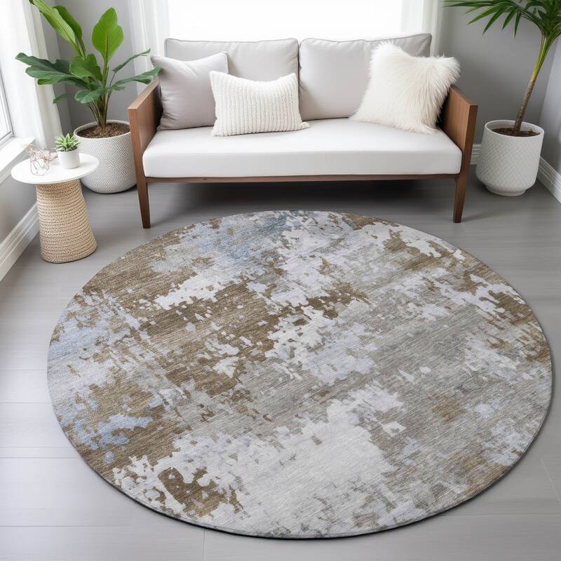 Machine Washable Indoor/Outdoor Contemporary Blend Chantille Rug