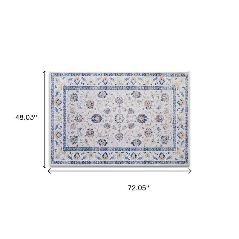 HomeRoots Oriental Casual Rectangle Area Rug - 4' X 6'