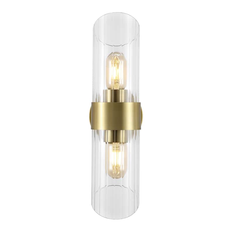 SAFAVIEH Lighting Eytan 2-light 6-inch Glass Wall Sconce with Bulbs (Set of 2) - 6.3 in. W x 4.8 in. D x 16.5 in. H