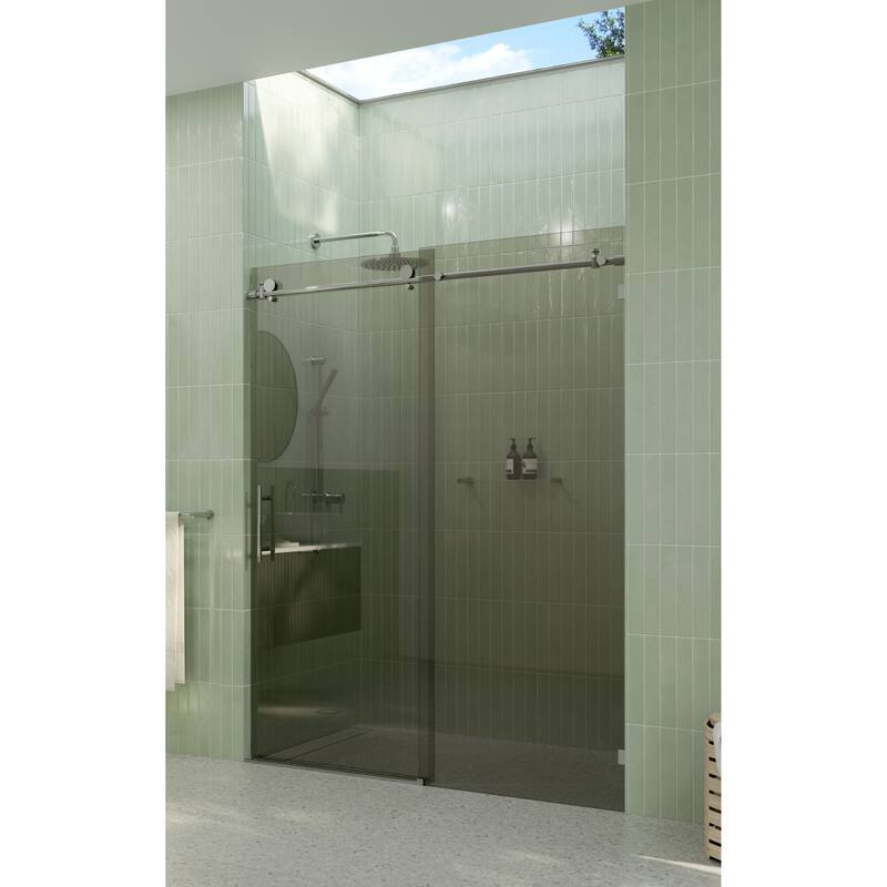 Equinox 60 in. x 78 in. Fully Frameless Glass Sliding Shower Doors with Gray Tint