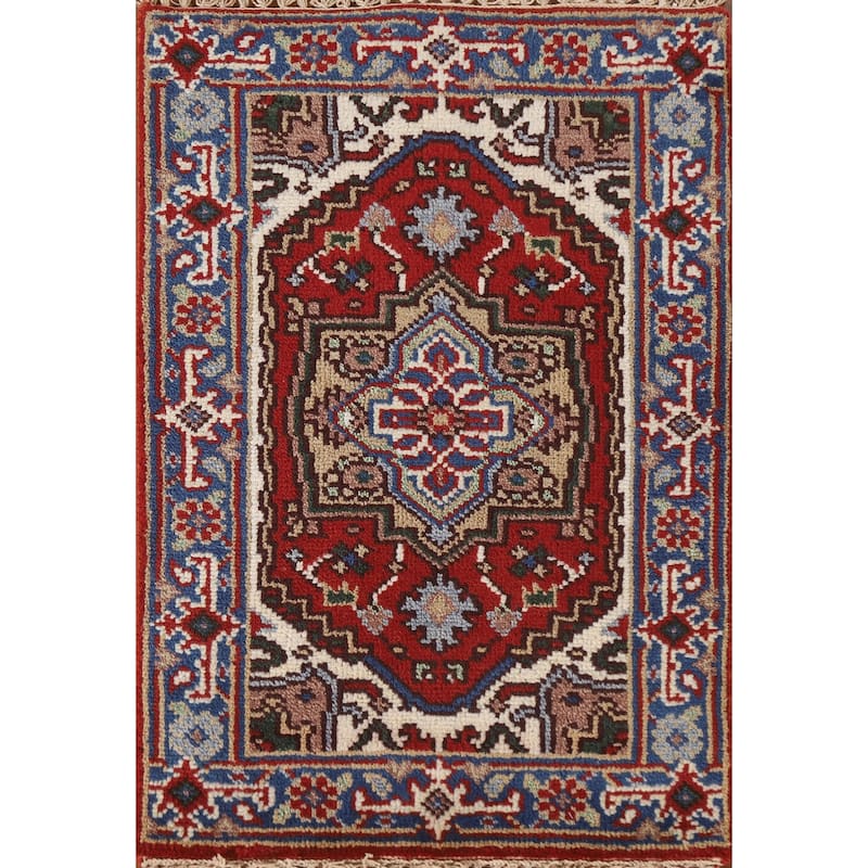 Heriz Serapi Rug Hand-Knotted Oriental Wool Carpet - 2'0"x 3'0"