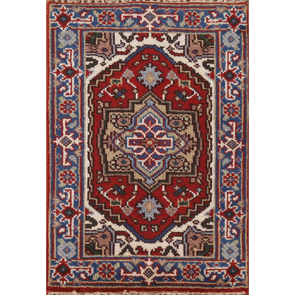 Heriz Serapi Rug Hand-Knotted Oriental Wool Carpet - 2'0"x 3'0"