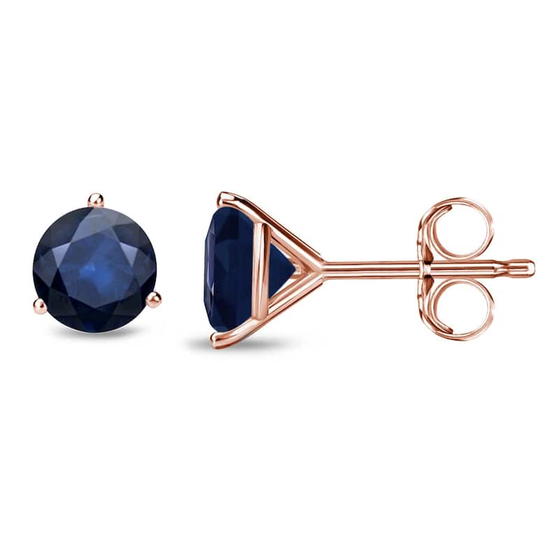 Auriya 14k Gold Round Sapphire Stud Earrings 3/4ctw Martini-set - Rose