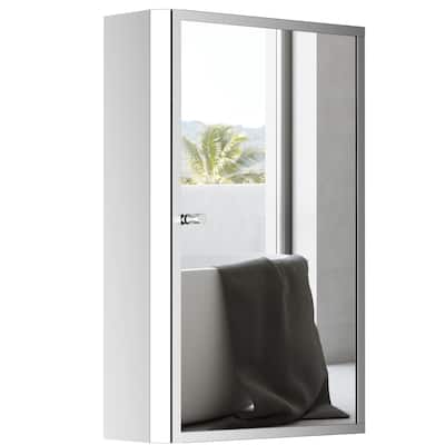 Stainless Steel Medicine Cabinet with Mirror, Vertical Wall-Mounted Storage Organizer with Single Door - 5X15.8 in