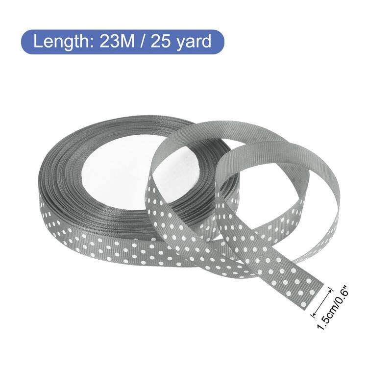 Grosgrain Ribbons with Dots Ribbon Bow Decoration - Gray - 25 Yards 5/8 Inch