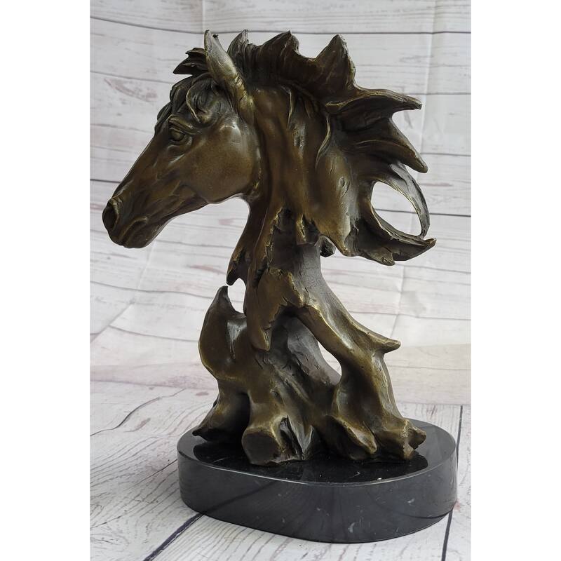 Abstract Imitative Horse Bust Bronze Statue Sculpture Modern Art Original Equestrian Decor 12 Inches X 9 Inches