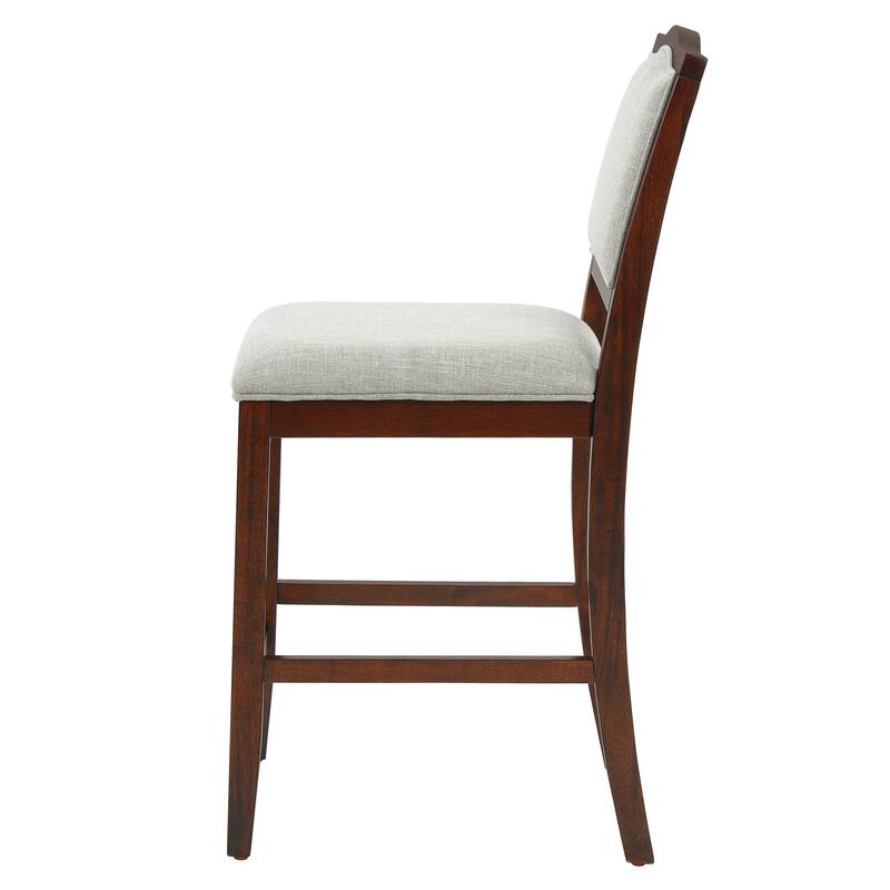 Counter Height Bar Stools Set of 2, Fabric Upholstered Kitchen Island Stools, Breakfast Bar Chairs with Ergonomic Backrest