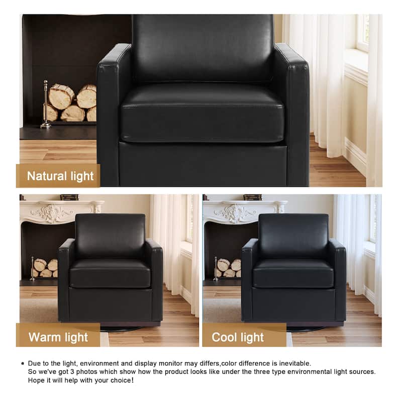 uixe Modern Upholstered Swivel Accent Chair with Pocket Spring Seat