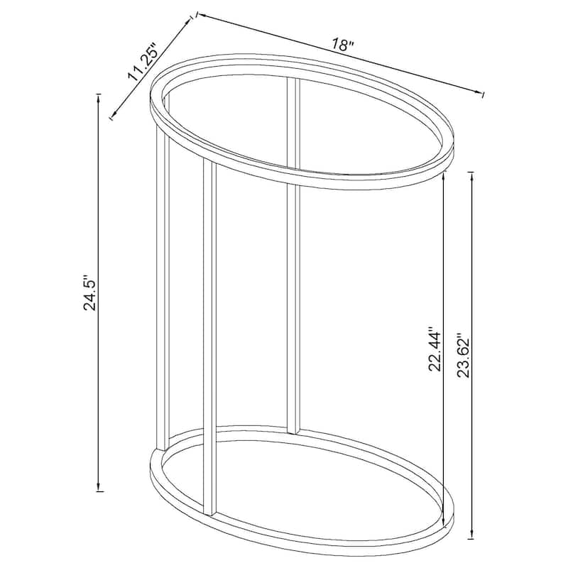Kyle Oval Glass Top C-Shaped Sofa Side Table Chrome