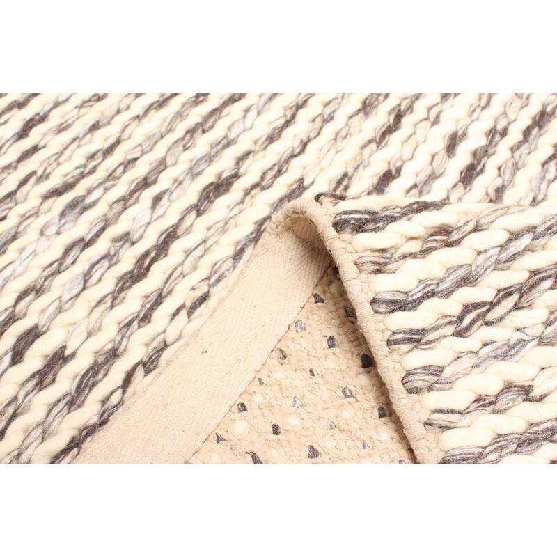 ECARPETGALLERY Braid weave Sienna Cream Wool Rug - 4'10 x 7'9