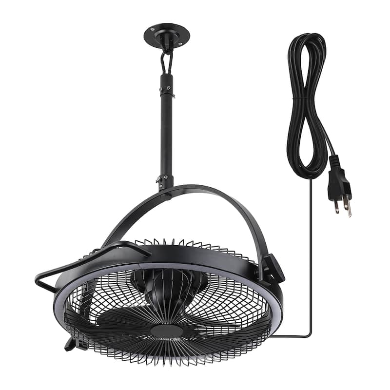 20" Industrial Black Integrated LED Rotatable Caged Ceiling Fan with Remote