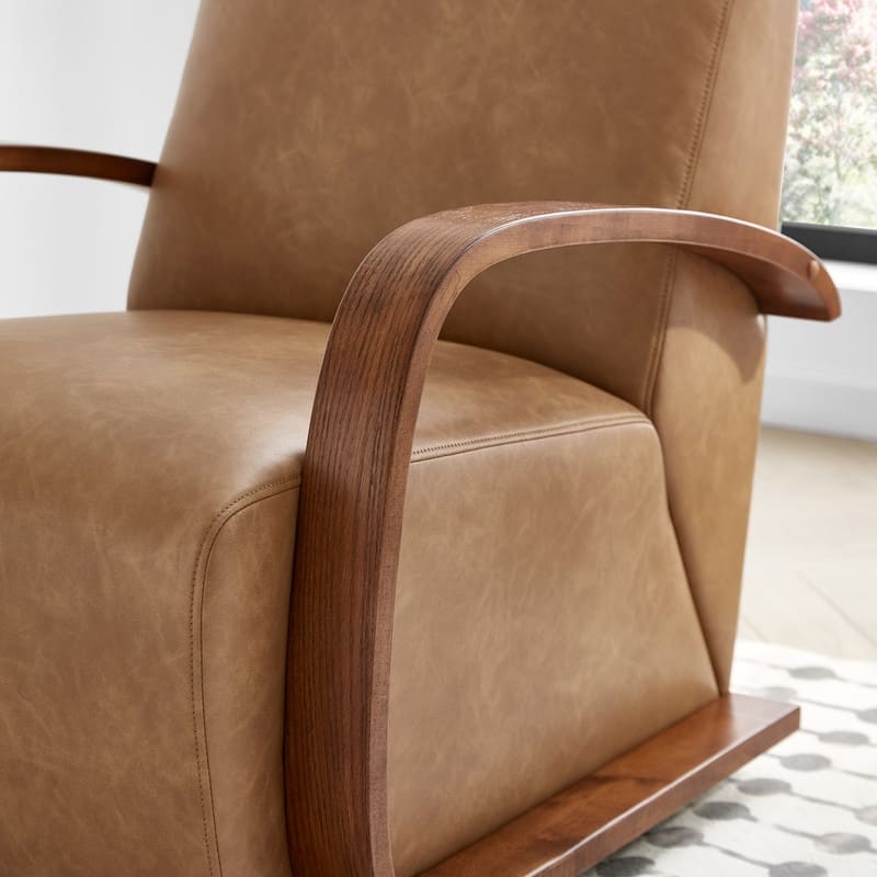Eli Swivel Accent Chair with U-Shaped Wood Arm